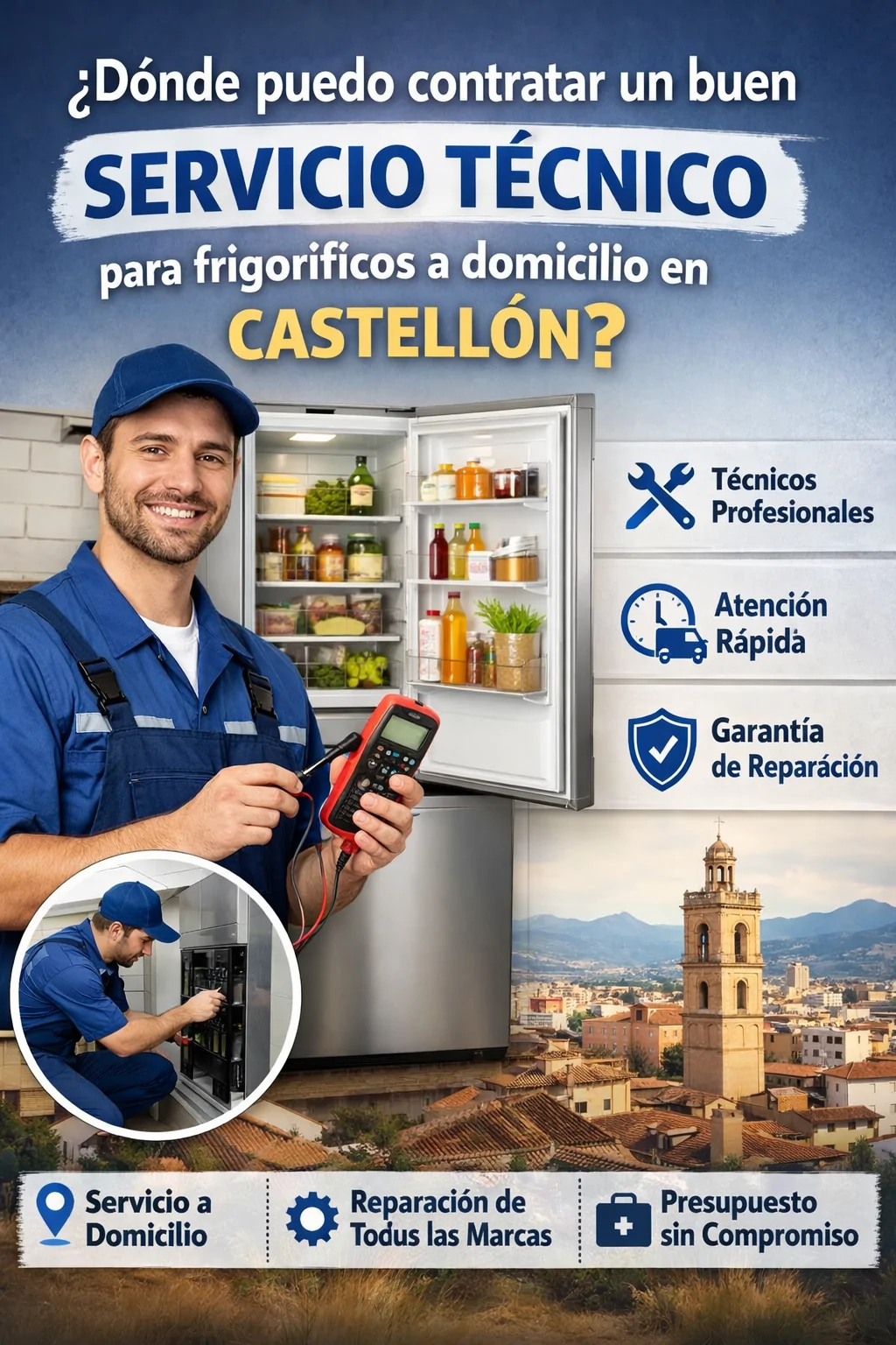 Donde puedo contratar un buen servicio tecnico para frigorificos a domicilio en Castellon - Servicio t&eacute;cnico autorizado de electrodom&eacute;sticos
