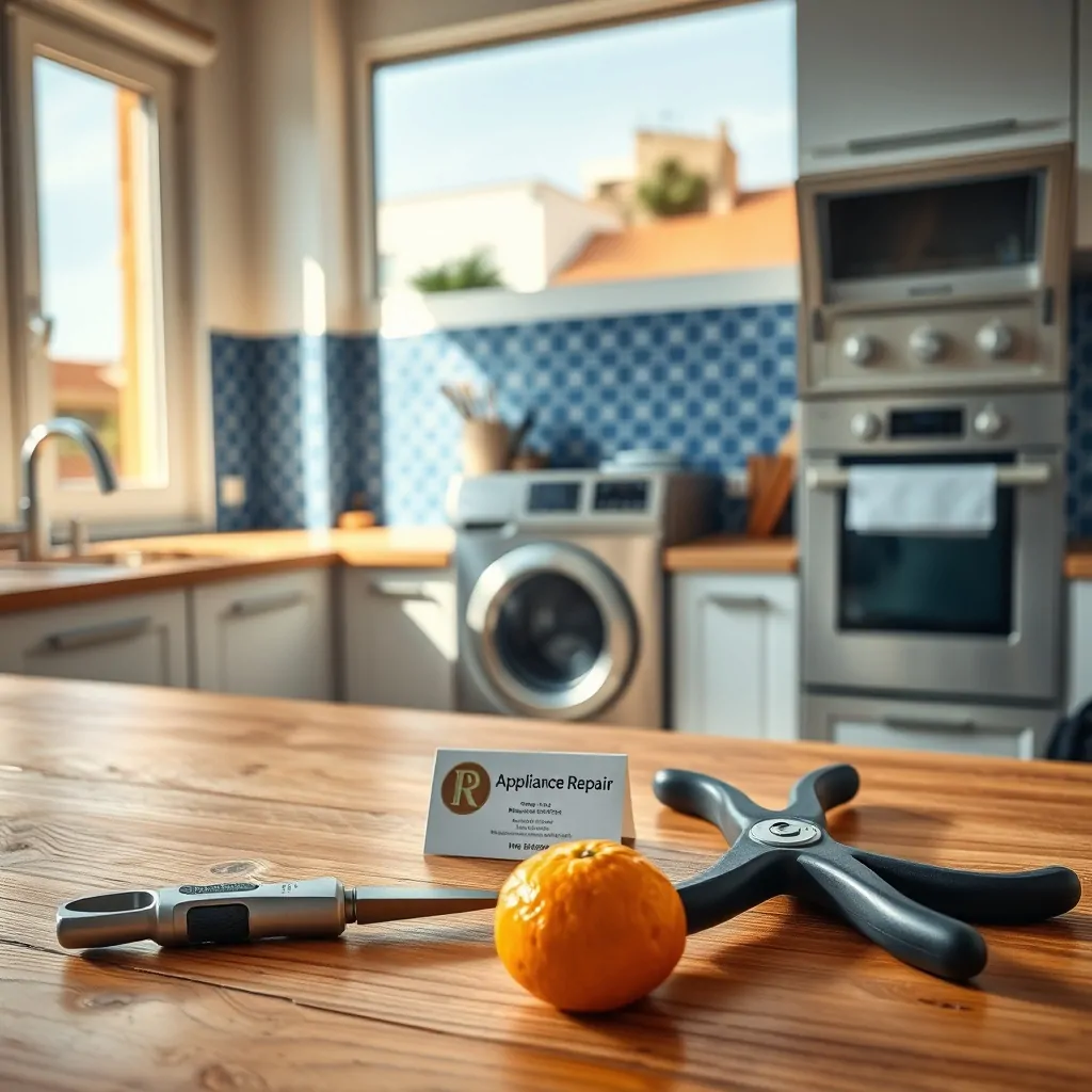 Cocina valenciana iluminada con herramientas y electrodomésticos; encuentra el mejor servicio técnico para electrodomésticos en Valencia.